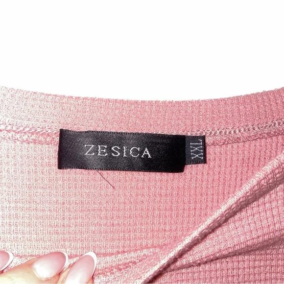 Pink Waffle Knit Lounge Pajama Set - Picture 5 of 11